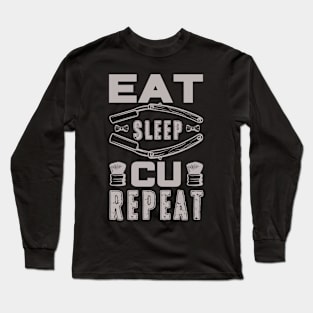 Eat Sleep Cu Repeat Humor Barber 54 Long Sleeve T-Shirt